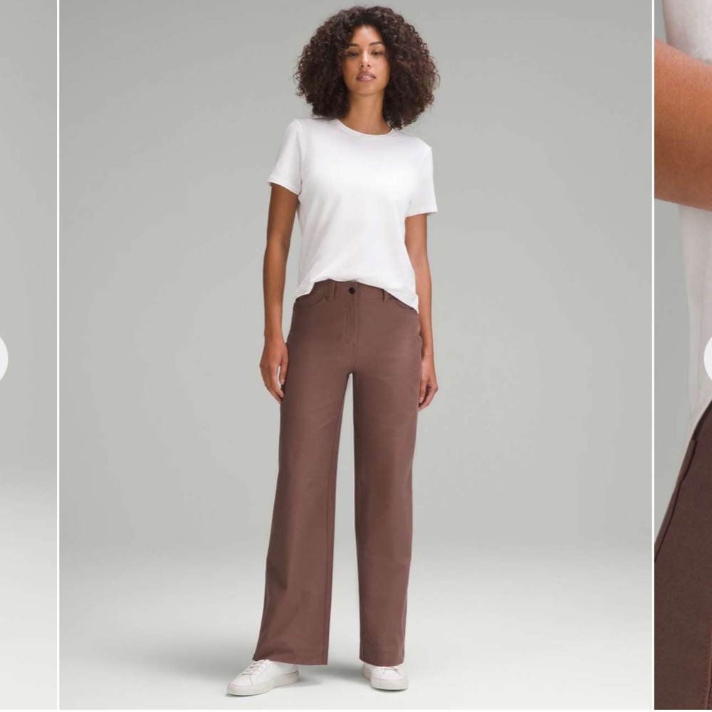 Wide-Leg High-Rise Pants in Brown